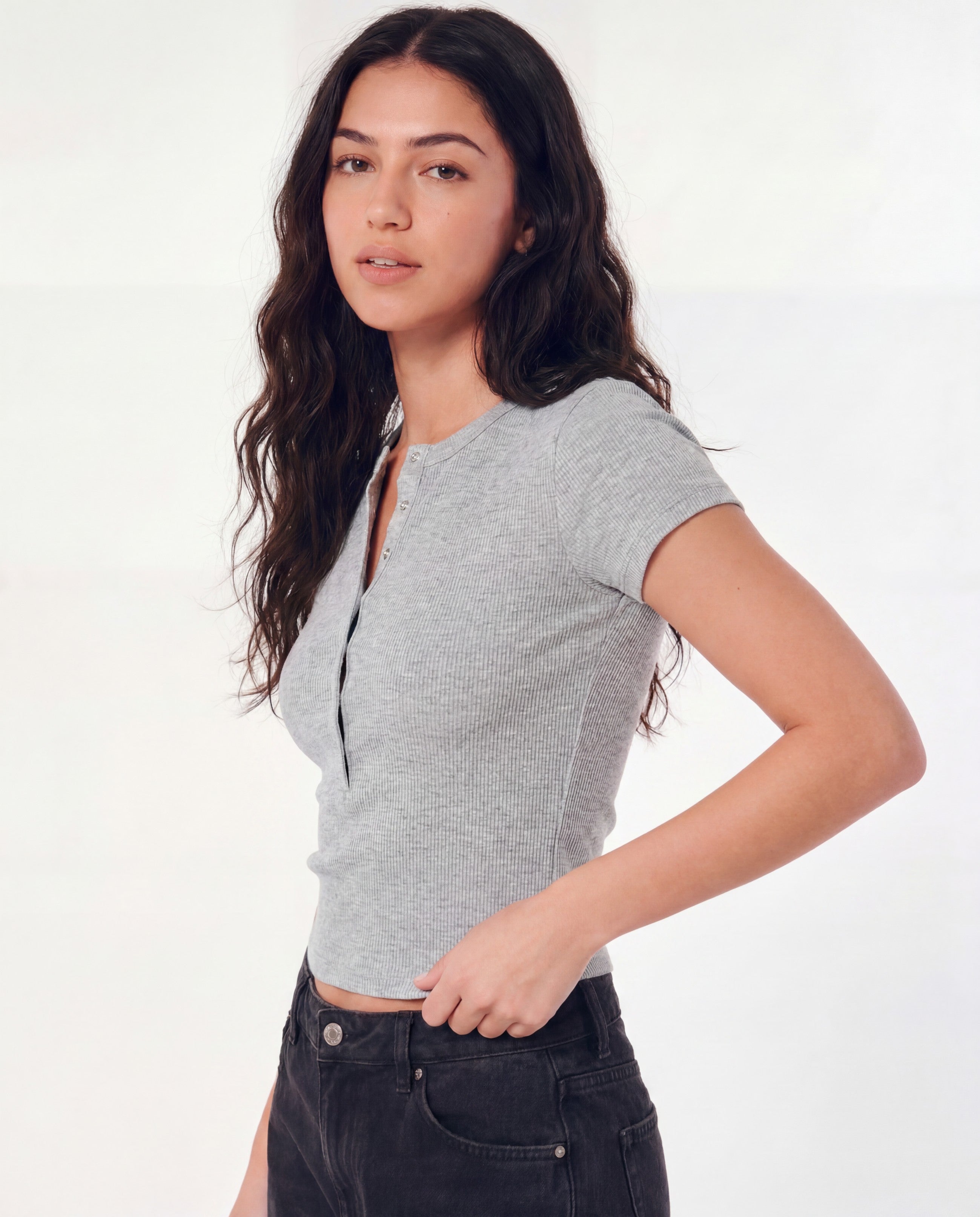 Heather Grey Henley